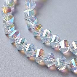 Honeyhandy Glass Imitation Austrian Crystal Beads, Faceted Twist, Clear AB, 8x6mm, Hole: 1.4mm