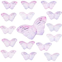 SUNNYCLUE 1 Box 100Pcs Butterfly Bead Charms Butterfly Glass Beads Transparent with Glitter Powder Beades Accessories for DIY Handmade Jewellery Earring Bracelet Necklace Making