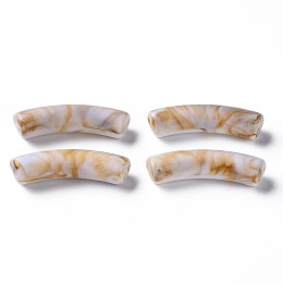 Honeyhandy Two Tone Acrylic Beads, Imitation Gemstone, Curved Tube, WhiteSmoke, 31x9.5x7.5mm, Hole: 1.8mm, about 345pcs/500g