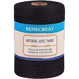 BENECREAT 656 Feet 2mm Natural Jute Twine 3Ply Black Jute String Rope for Gardening, Gift Packing, Arts & Crafts and Party Decoration