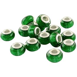 CHGCRAFT 100pcs Acrylic European Beads Large Hole Beads Green Rondelle Beads Women Jewelry Making Beads for DIY Jewelry Making Hole 0.2inch