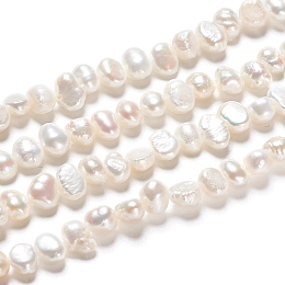 Honeyhandy Natural Cultured Freshwater Pearl Beads Strands, Two Sides Polished, Nuggets, Antique White, 4.5~6.5x3~4x4~5.5mm, Hole: 0.5mm, about 39pcs/strand, 7.09 inch(18cm)