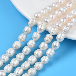 Honeyhandy Natural Cultured Freshwater Pearl Beads Strands, DIY Material for Mother's Day Gift, Polished Rice, Seashell Color, 8.5~9.5x7.5~8.5mm, Hole: 0.7mm, about 33~37pcs/strand, 13.78 inch~14.37