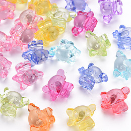 Honeyhandy Transparent Acrylic Beads, Elephant, Mixed Color, 14x17x10mm, Hole: 2mm, about 550pcs/500g