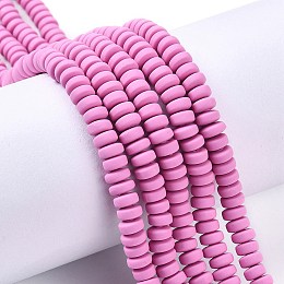 Honeyhandy Handmade Polymer Clay Beads Strands, for DIY Jewelry Crafts Supplies, Flat Round, Orchid, 6~7x3mm, Hole: 1.5mm, about 113~116pcs/strand, 15.55 inch~16.14 inch(39.5~41cm)