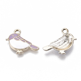 Honeyhandy Alloy Charms, with Enamel, Light Gold, Bird, Medium Purple, 15.5x19.5x3mm, Hole: 2mm