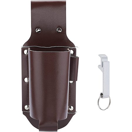 GORGECRAFT Beer Holster PU Leather Beer Can Belt Holder Brown Drink Bottle Waist Bag Soda Cans Hot Sauce Holsters Classic Cowboy Style with Wine Openers for Men Women Travel Outdoor Backyard Supplies