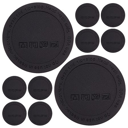 Gorgecraft 12Pcs Silicone Drink Coasters, Non-Slip Cup Mat, with Adhesive, Flat Round, Black, 54x2mm