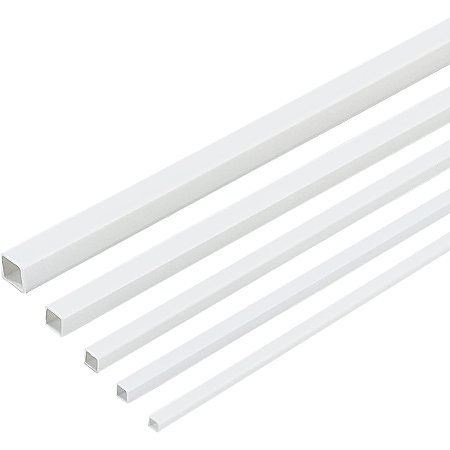 OLYCRAFT 30pcs ABS Plastic Square Bar Rods White Plastic Square Tubes 5 Sizes Square Hollow Tube ABS Plastic Rods for DIY Building Making Architectural Model Making - 3/4/5/6/8mm