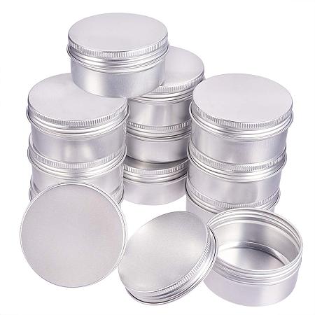 BENECREAT 12 Pack 2.7 OZ Tin Cans Screw Top Round Aluminum Cans Screw Lid Containers - Great for Store Spices, Candies, Tea or Gift Giving (Platinum)