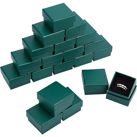 NBEADS 20 Pcs 5.2x5.2x3.2cm Cardboard Jewelry Boxes, Ring Storage Box Cardboard Display Boxes with Sponge Mat for Anniversaries Birthdays