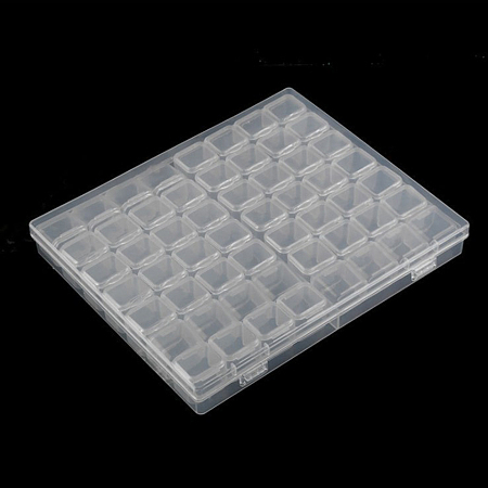 Honeyhandy Transparent Plastic 56 Grids Bead Containers, with Independent Bottles & Lids, Each Row 8 Grids, Rectangle, Clear, 21x17.4x2.6cm