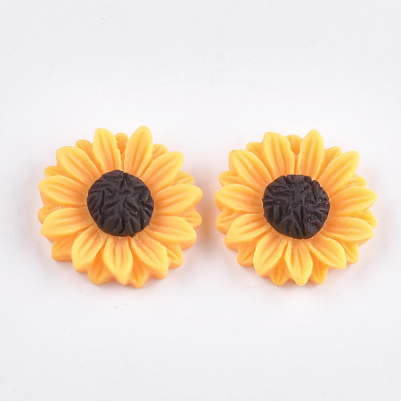Honeyhandy Resin Pendants, Sunflower, Dark Orange, 24x7mm, Hole: 1mm
