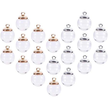 PandaHall Elite 50 pcs 12mm Mini Empty Clear Glass Globe Bottles with Platinum & Golden Brass Bails Cap for Earring Pendant DIY Jewelry Making
