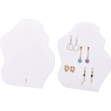 FINGERINSPIRE 2 Pcs Irregular Cloud-Shaped Acrylic Earring Display Stand White 30 Holes Earrings Display Holder Ear Studs Display Board Earrings Organizer for Show, Retail, Photography Props