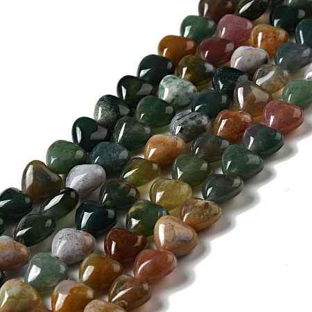 Honeyhandy Natural Indian Agate Beads Strands, Heart, 10x10.5~11x6mm, Hole: 1.2mm, about 40pcs/strand, 15.35''(39cm)