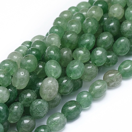 ARRICRAFT Natural Green Strawberry Quartz Beads Strands, Drum, 11~13x10~11mm, Hole: 1mm, about 32pcs/strand, 15.55 inch(39.5cm)