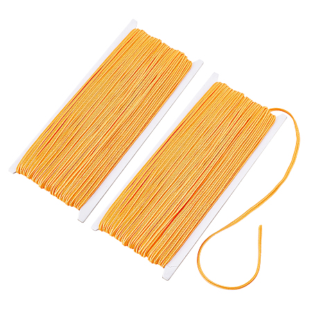 PandaHall Elite 65 Yards Metallic Cord, 3mm Flat Polyester Thread Braided Beading Cord Non-Stretch Tinsel Cord Rope Craft Ribbon for Quilting Trimming Christmas DIY Crafting Gifts Wrapping, Dark Orange