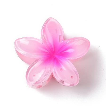 Honeyhandy Plastic Claw Hair Clips, with Iron Findings, for Woman Girls, Flower, Pearl Pink, 74x79x45mm
