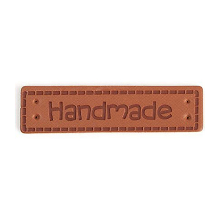 Honeyhandy Imitation Leather Label Tags, with Holes & Word Handmade, for DIY Jeans, Bags, Shoes, Hat Accessories, Rectangle, Chocolate, 10x40mm