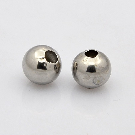 Honeyhandy 304 Stainless Steel Round Spacer Beads, Stainless Steel Color, 6x5mm, Hole: 2mm