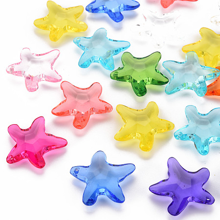 Arricraft Transparent Acrylic Beads, Star, Mixed Color, 28.5x29.5x7.5mm, Hole: 1.8mm, about 189pcs/500g