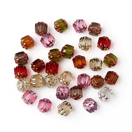 Electroplated Czech Glass Beads, Retro Style, Faceted, Oval, Mixed Color, 6.5x6mm, Hole: 1mm.