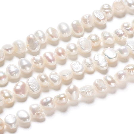 Natural Cultured Freshwater Pearl Beads Strands, Two Sides Polished, Nuggets, Antique White, 4.5~6.5x3~4x4~5.5mm, Hole: 0.5mm, about 39pcs/strand, 7.09 inch(18cm)