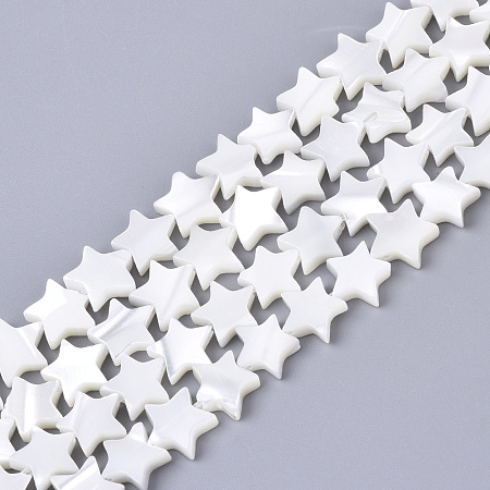 ARRICRAFT Natural Trochid Shell/Trochus Shell Bead Strands, Star, 6x6x2mm, Hole: 0.9mm, about 76pcs/strand, 15.35 inches(39cm)