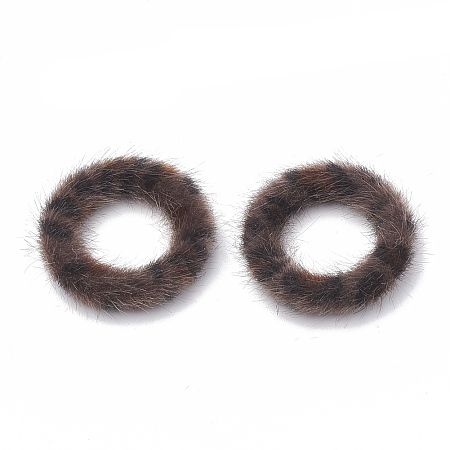 Honeyhandy Faux Mink Fur Covered Linking Rings, with Aluminum Bottom, Ring, Platinum, Sienna, 27x4mm