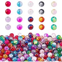 PandaHall Elite 1000pcs Glass Lampwork Beads for Craft Supplies Adults, 10 Colors 4mm Crystal Crackle Beads for Beading Supplies Necklace, Bracelet, Earring Making
