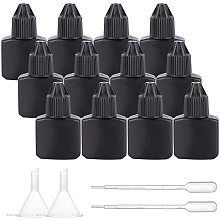 BENECREAT 20Pack 0.34oz/10ml Empty Eyelash Extension Glue Bottle(Black) Leak-proof Eyelash Extension Glue Container with 2pcs Plastic Hopper, 4pcs 1ml Disposable Pipettes