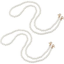 PH PandaHall 2pcs Long Imitation Pearl Beaded Bag Straps 43.4” Handbag Purse Chain Pearl Replacement Chain Strap with Golden Swivel Clasps for Handbag Purse Clutch Corssbody Shoulder Bag