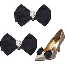 CHGCRAFT 2Pcs Bow Shoe Clips Detachable Bowknot Shoes Decoration with Brass Buckle Clip Polyester Rhinestone Bow Shoes Decoration for Shoe High Heels Leather Shoe Casual Shoe