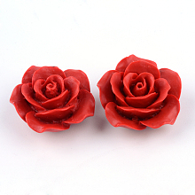 Honeyhandy Cinnabar Beads, Flower, FireBrick, 20x20x10mm, Hole: 2mm