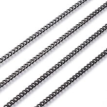 Honeyhandy 304 Stainless Steel Twisted Chains Curb Chains, Unwelded, with Spool, Faceted, Electrophoresis Black, 3x2x0.6mm, about 32.8 Feet(10m)/roll