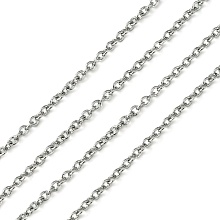 Honeyhandy 304 Stainless Steel Cable Chains, Stainless Steel Color, 2x1.65x0.4mm