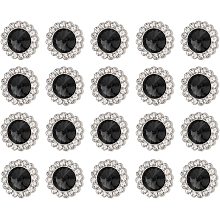 AHANDMAKER 20 Pcs Shank Buttons, 20 mm Alloy Rhinestone Buttons for Sewing, Vintage Sewing Button for Shirt, Coats, Blazer, Dress and DIY Crafting Decorations（Black）