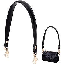 PandaHall Elite Black Genuine Leather Purse Strap 50cm(20 Inch) Bag Handle Replacement Shoulder Bag Strap with Clasps for Handbag Tote Briefcase Wallet DIY Handbag Making Underarm Bag