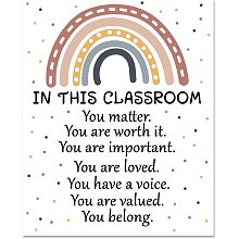 Arricraft 1 Pc Boho Rainbow Classroom Decor, In This Classroom Motivational Words Poster Bulletin Board Decoration for Nursery Teachers School Classroom Reading Rooms