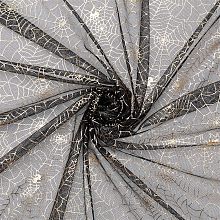 FINGERINSPIRE Halloween Black Spider Web Fabric 39.4x59 inch Gold Black Spiderweb Net Fabric Halloween Witch Crafts Costume Veil Hat Dressmaking Stretch Fabric for Halloween Party Decoration