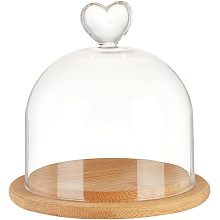 NBEADS Round Glass Display Dome Cloche, Mini Glass Cloche Dome Bell Jar Cloche Plant Terrarium Decor with Bamboo Base 4.3"× 4.2" for Flower Crafts Decorations