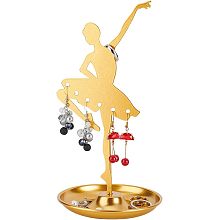 FINGERINSPIREE Dancer Shape Earring Display Stands Metal 8.4 inch High Golden 6 Holes Earring Display Holder Jewelry Storage Tray for Long Earrings Ear Studs Rings Jewelry Tower for Retail Trade Show