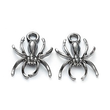 Honeyhandy Halloween Theme Alloy Pendants, Spider Shape, Gunmetal, 17x13x3mm, Hole: 1.8mm