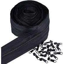 BENECREAT 10Yards Nylon Invisible Zipper 2.75 Inch Widen Fastener(Black) with 20pcs Zinc Alloy Zipper Sliders for Clothes DIY Sewing Accessories