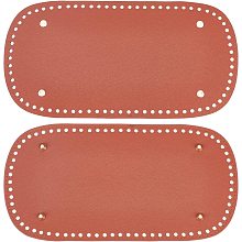 PandaHall Elite Crochet Bag Bottom Base 2pcs PU Leather Oval Bag Shaper Brown Cushion Pad with Holes Nails for Knitting Leather Bag Handbags Shoulder Bags DIY Accessories, 30x15cm/11.8x5.9", Hole: 4mm