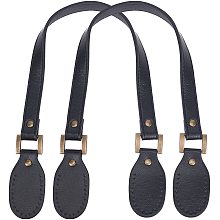 CHGCRAFT 2pcs PU Leather Bag Handle Replacement Handles Handbag Decoration Handles for DIY Bag Handles Accessories with Antique Bronze Alloy Findings Black 22.4inches