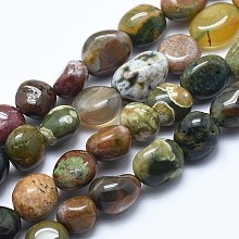 Honeyhandy Natural Ocean Jasper Beads Strands, Nuggets, Tumbled Stone, 8~12x7~10x4~8mm, Hole: 0.8mm, about 40~42pcs/strand, 15.7 inch(40cm)