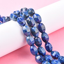 Honeyhandy Natural Lapis Lazuli Beads Strands, Faceted, Lantern, 14~15x12x10.5mm, Hole: 1mm, about 27pcs/strand, 15.35''(39cm)