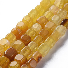 Honeyhandy Natural Agate Beads Strands, Dyed & Heated, Cube, Gold, 5~8x4~8x4~6mm, Hole: 1.2mm, about 50pcs/strand, 14.76 inch(37.5cm)